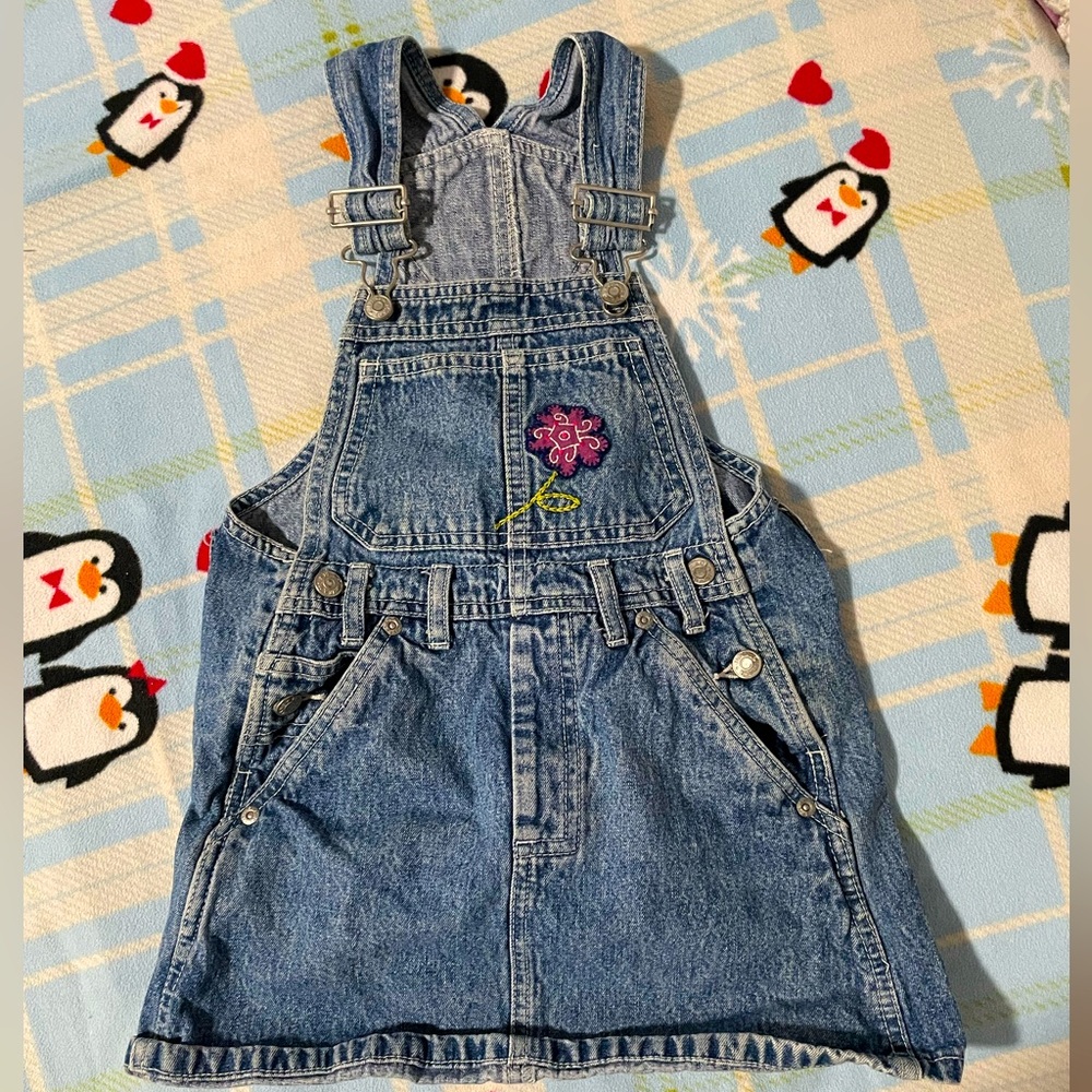 The Children’s Place girls denim overall dress 5/6T